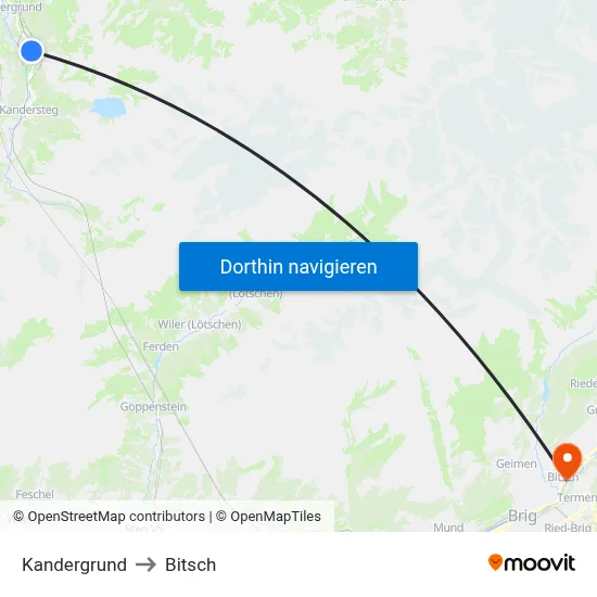 Kandergrund to Bitsch map