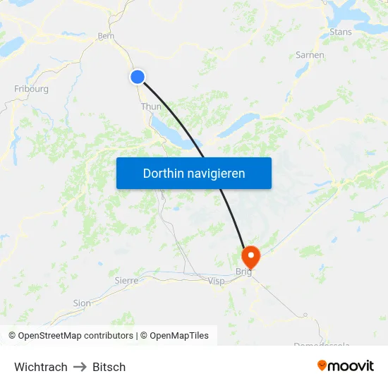 Wichtrach to Bitsch map