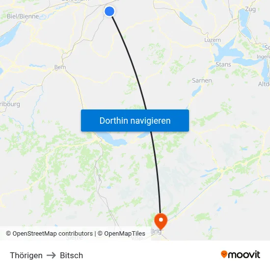 Thörigen to Bitsch map