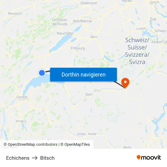 Echichens to Bitsch map