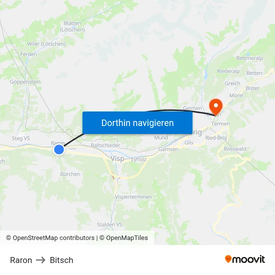 Raron to Bitsch map