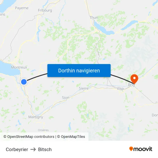 Corbeyrier to Bitsch map