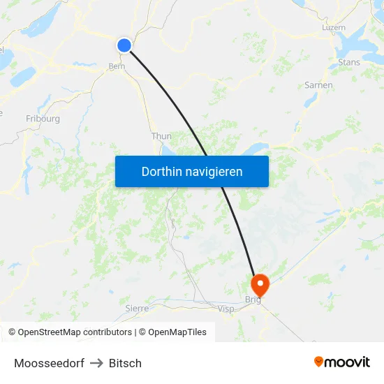 Moosseedorf to Bitsch map