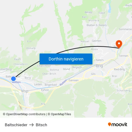 Baltschieder to Bitsch map