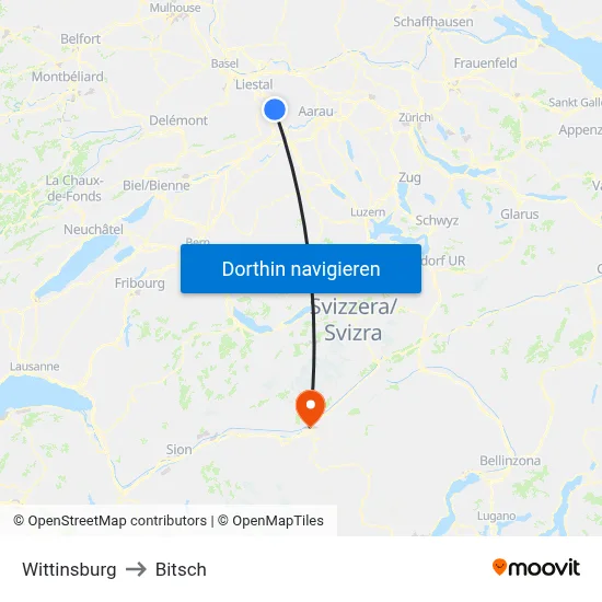 Wittinsburg to Bitsch map