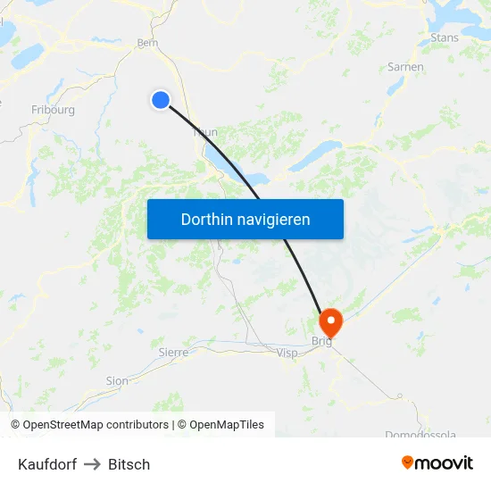 Kaufdorf to Bitsch map