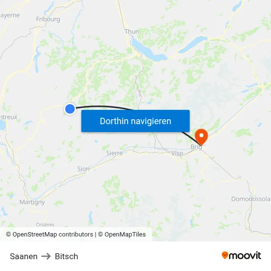 Saanen to Bitsch map