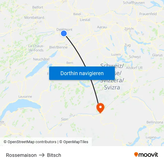 Rossemaison to Bitsch map