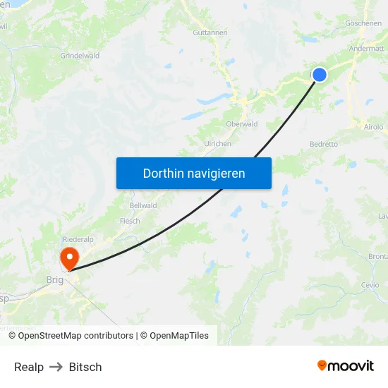 Realp to Bitsch map