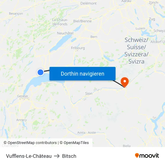 Vufflens-Le-Château to Bitsch map