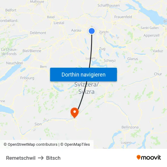 Remetschwil to Bitsch map
