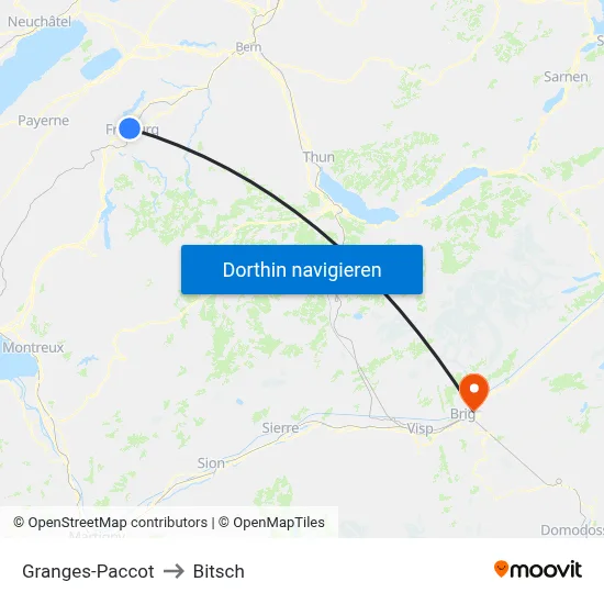 Granges-Paccot to Bitsch map