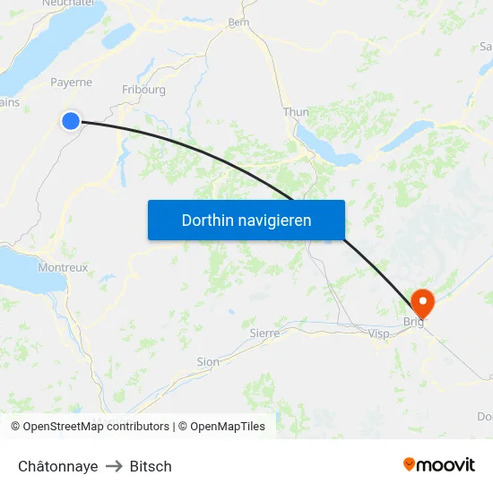 Châtonnaye to Bitsch map