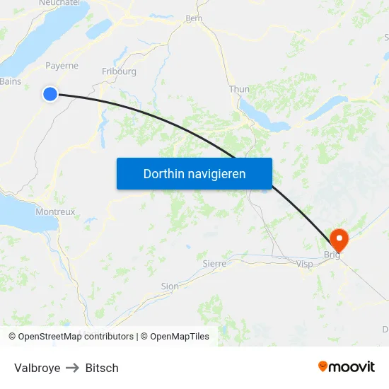 Valbroye to Bitsch map