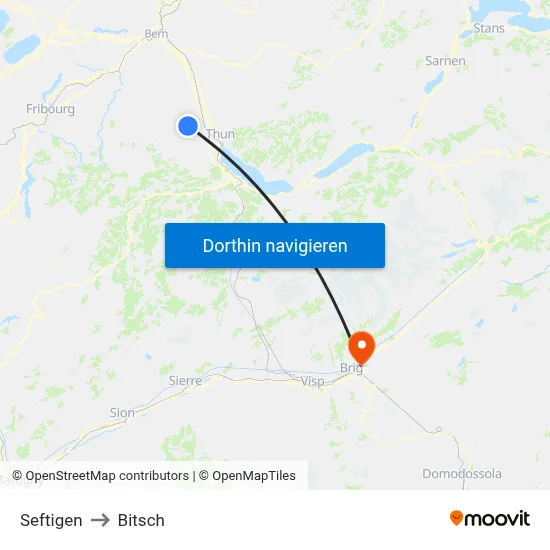 Seftigen to Bitsch map