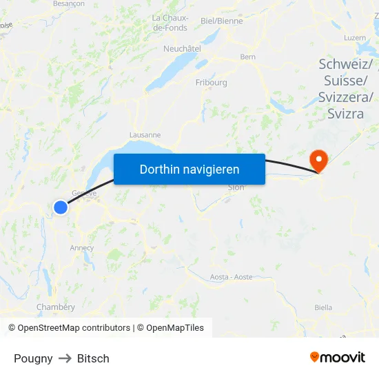 Pougny to Bitsch map