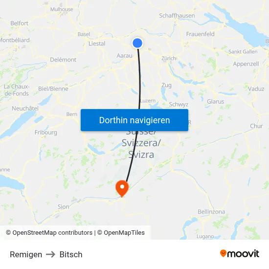 Remigen to Bitsch map