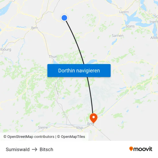 Sumiswald to Bitsch map