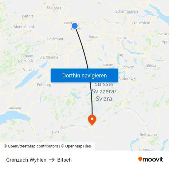 Grenzach-Wyhlen to Bitsch map