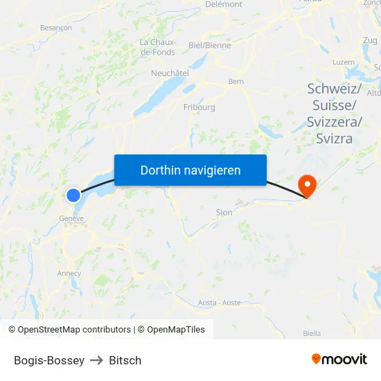 Bogis-Bossey to Bitsch map