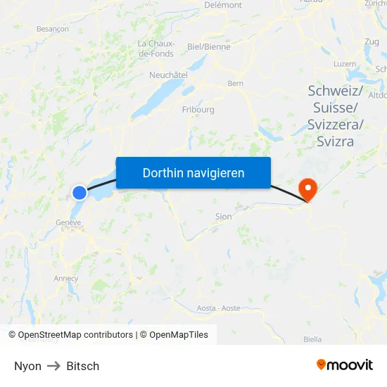 Nyon to Bitsch map