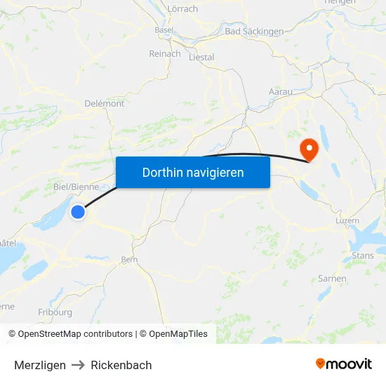 Merzligen to Rickenbach map