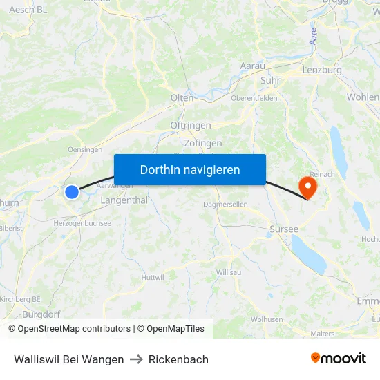 Walliswil Bei Wangen to Rickenbach map