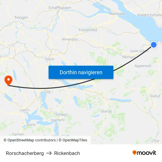 Rorschacherberg to Rickenbach map