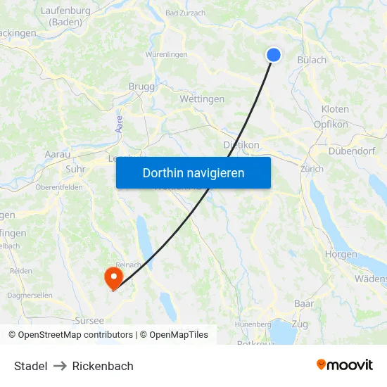 Stadel to Rickenbach map