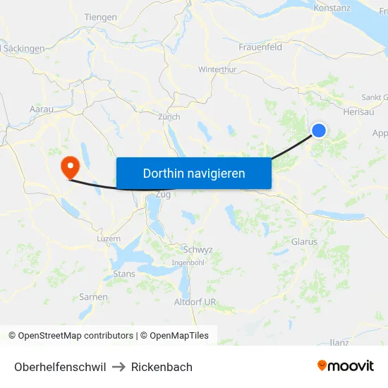 Oberhelfenschwil to Rickenbach map