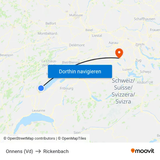 Onnens (Vd) to Rickenbach map