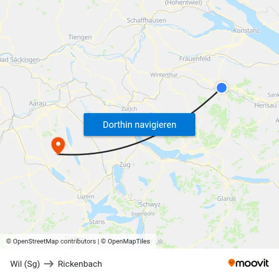 Wil (Sg) to Rickenbach map