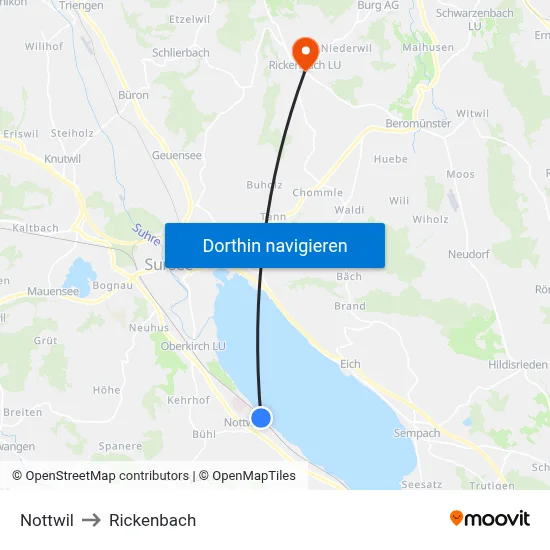 Nottwil to Rickenbach map