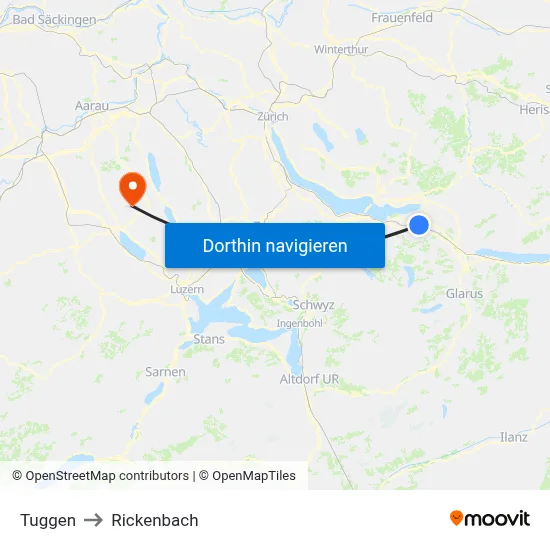 Tuggen to Rickenbach map