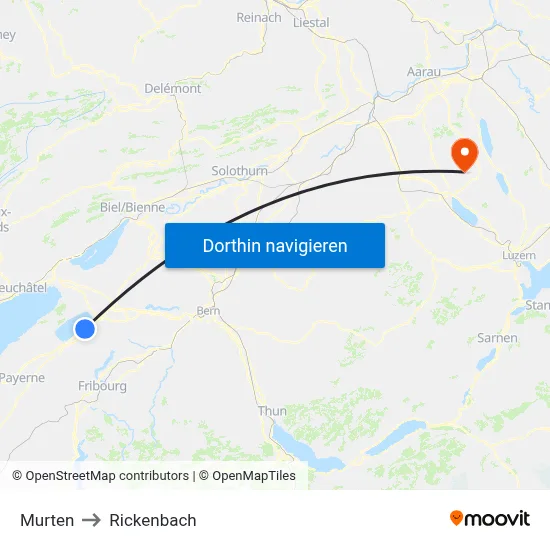 Murten to Rickenbach map