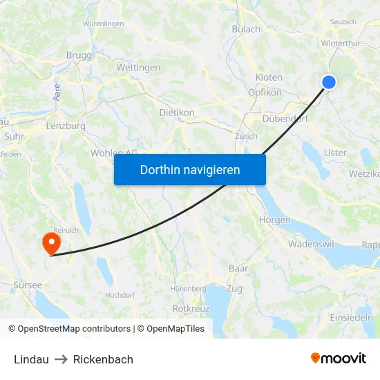Lindau to Rickenbach map