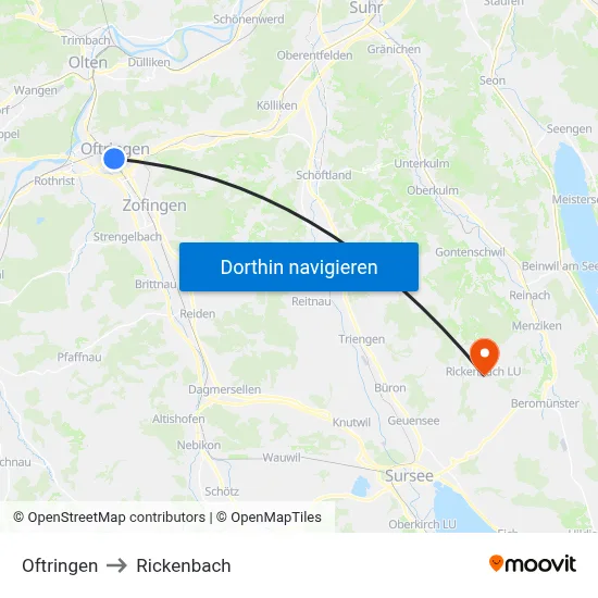 Oftringen to Rickenbach map