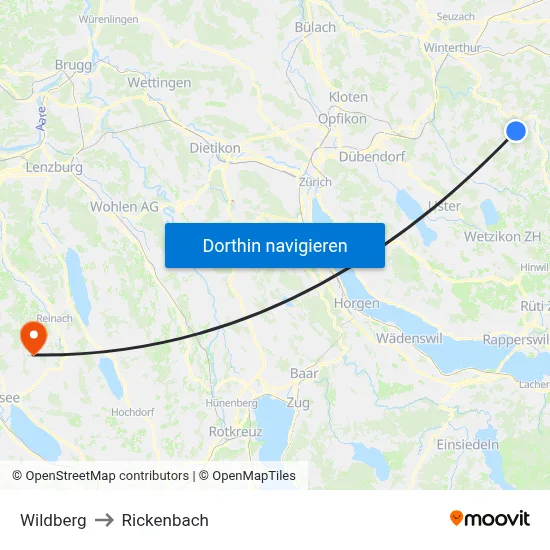 Wildberg to Rickenbach map