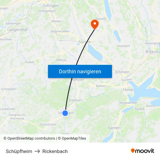 Schüpfheim to Rickenbach map