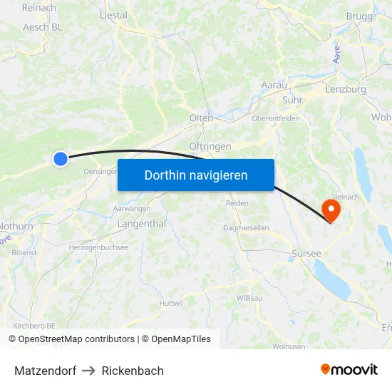 Matzendorf to Rickenbach map