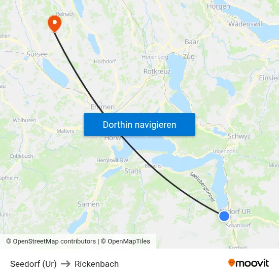 Seedorf (Ur) to Rickenbach map