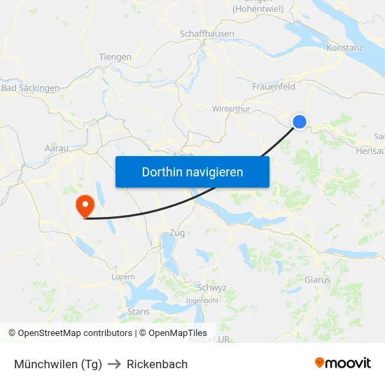 Münchwilen (Tg) to Rickenbach map