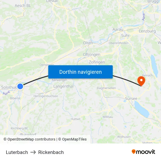 Luterbach to Rickenbach map