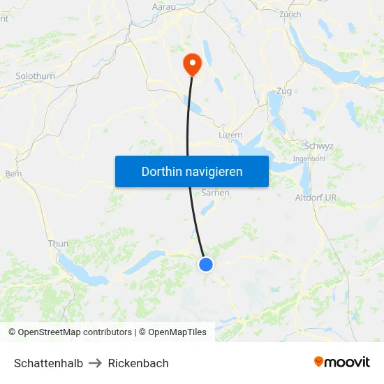 Schattenhalb to Rickenbach map