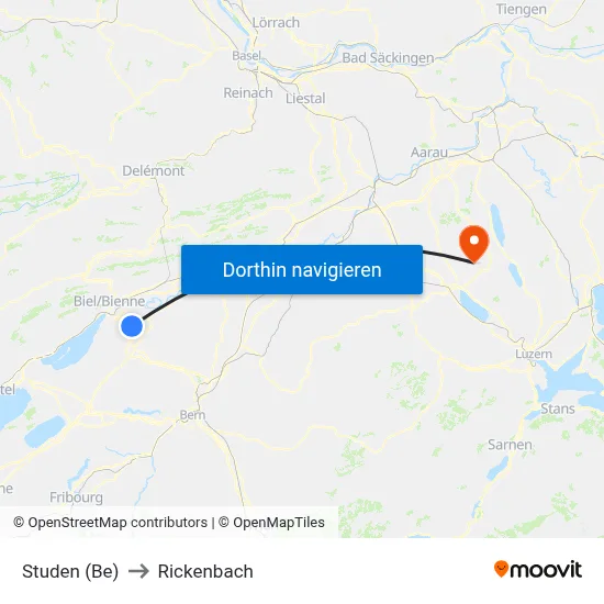 Studen (Be) to Rickenbach map