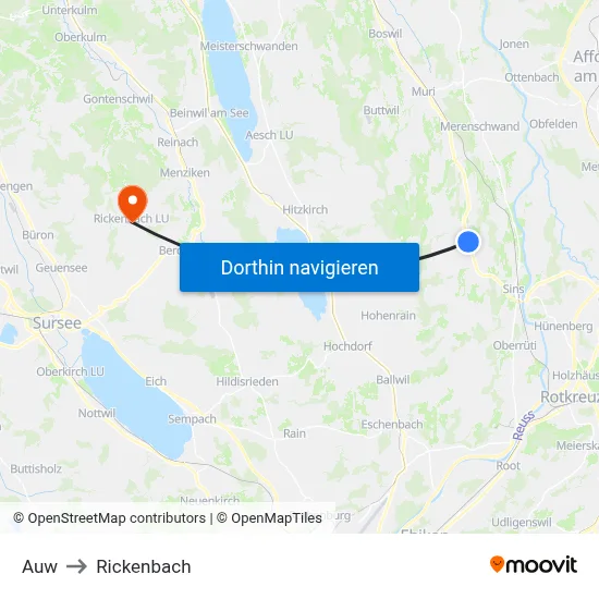 Auw to Rickenbach map