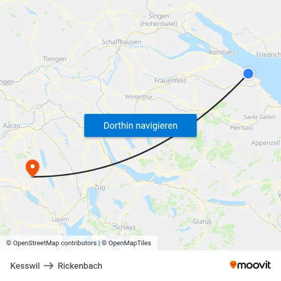 Kesswil to Rickenbach map