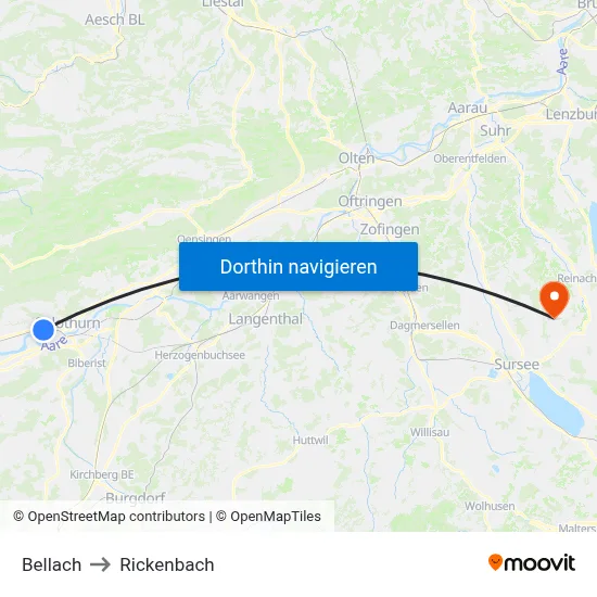 Bellach to Rickenbach map