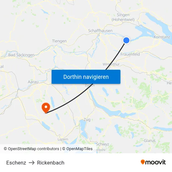 Eschenz to Rickenbach map