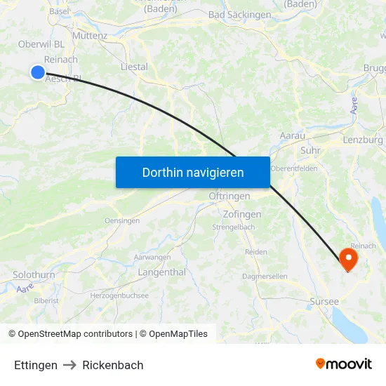 Ettingen to Rickenbach map